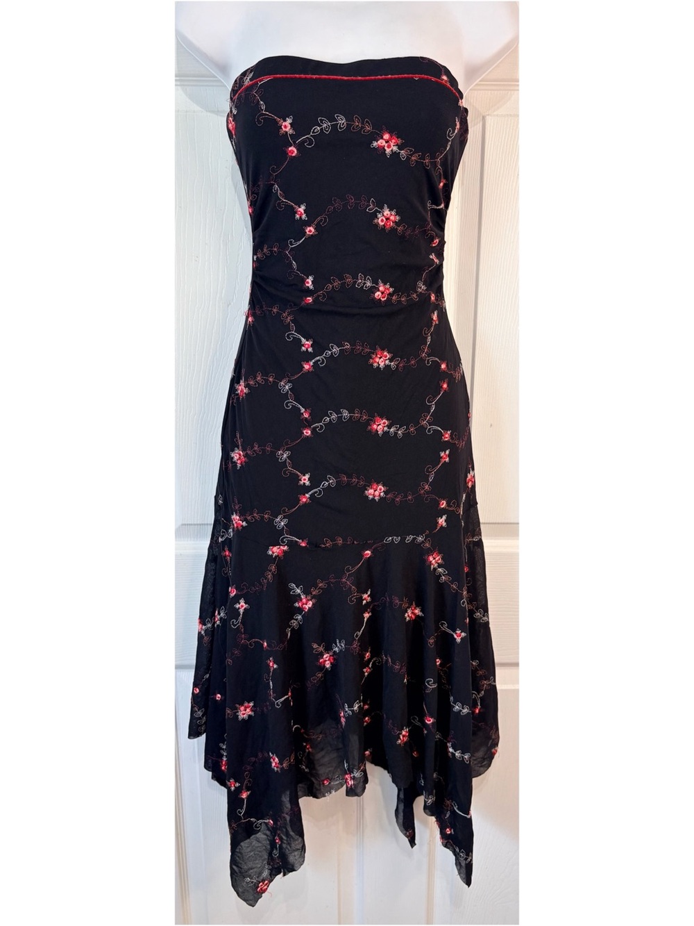90s Y2K Strapless Mesh Handkerchief Hem WhimsyGoth Fairy Grunge Indie Dress SM